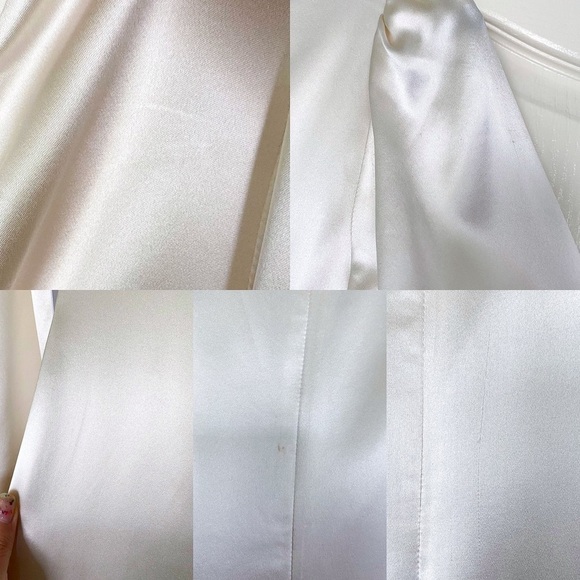 Reformation Dress Delphi Silk Slit Long-Sleeve Wedding Maxi Ivory 2 FLAW - Picture 9 of 14